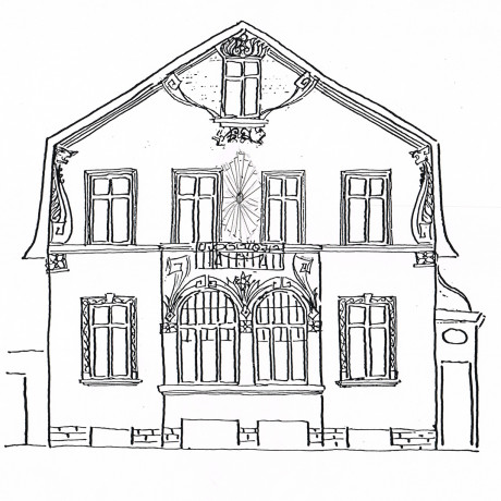 1-Stechlinstra+ƒe-Fassadenentwurf-Handzeichnung